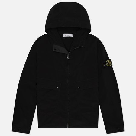Мужская куртка ветровка Stone Island Light Compact Touch Poly-TC Hooded, цвет чёрный