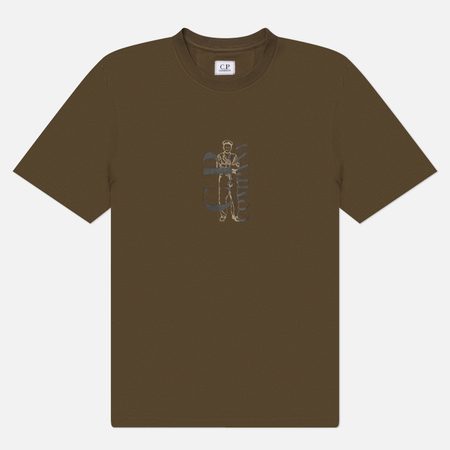 Мужская футболка C.P. Company 30/1 Jersey Printed, цвет оливковый