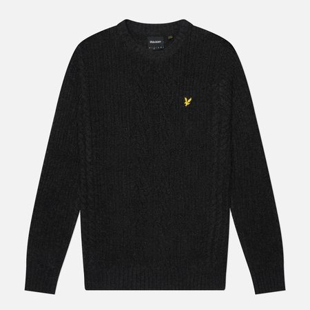 Мужской свитер Lyle & Scott Ribbed Cable Knit Jumper, цвет чёрный