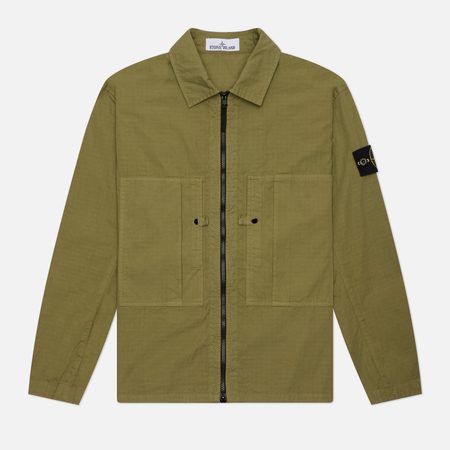 Мужская рубашка Stone Island Mercerised Organic Cotton Ripstop Overshirt, цвет зелёный