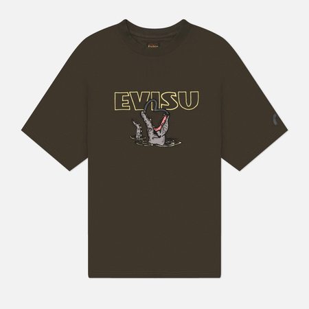Мужская футболка Evisu Vintage Seagull Alligator, цвет оливковый