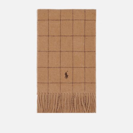 Шарф Polo Ralph Lauren Windowpane Reversible, цвет коричневый