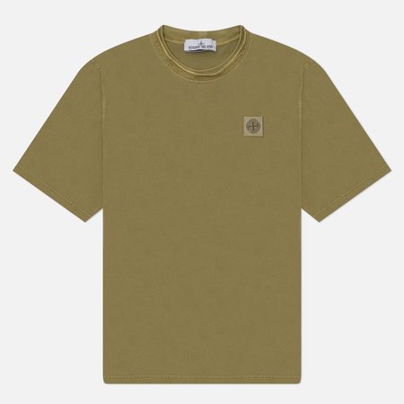 Мужская футболка Stone Island Combed Organic Cotton Jersey Old Effect, цвет оливковый