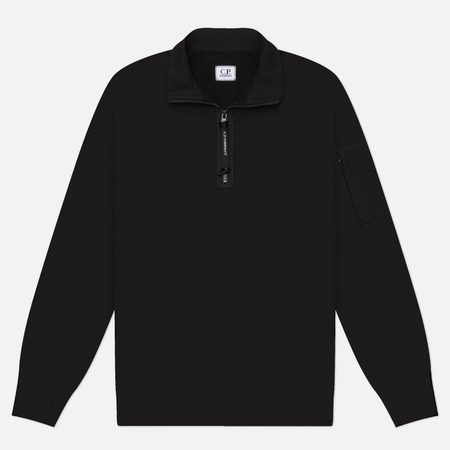 Мужская толстовка C.P. Company Diagonal Raised Fleece Half Zip Lens Regular, цвет чёрный