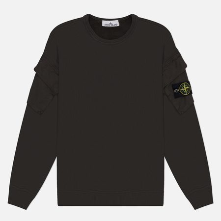 Мужская толстовка Stone Island Brushed Organic Cotton Fleece Pocket Sleeve Regular, цвет серый