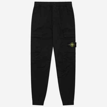 Мужские брюки Stone Island Stretch Organic Cotton Twill Cargo Regular Tapered, цвет чёрный