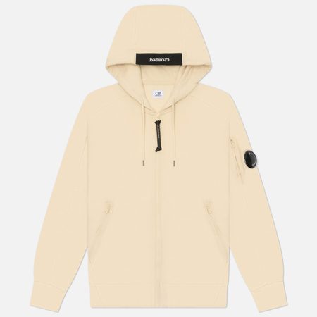Мужская толстовка C.P. Company Dioganal Raised Fleece Lens Full-Zip Hoodie, цвет бежевый