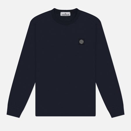 Мужской лонгслив Stone Island 60/2 Cotton Jersey Slim Compass Patch, цвет синий