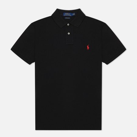 Мужское поло Polo Ralph Lauren The Iconic Basic Mesh Custom Slim Fit, цвет чёрный