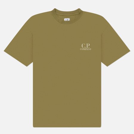 Мужская футболка C.P. Company 30/1 Jersey Logo Comfort, цвет оливковый