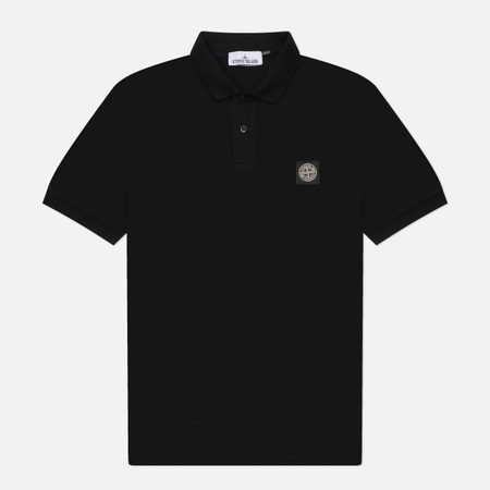 Мужское поло Stone Island Compass Patch Slim, цвет чёрный