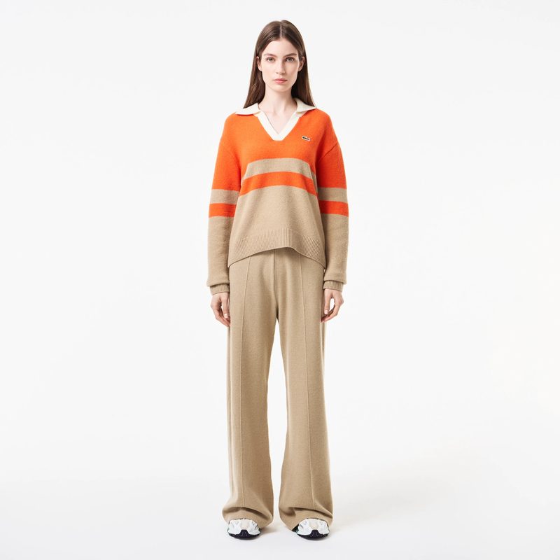 Женский шерстяной свитер Lacoste с v-образным вырезом 5