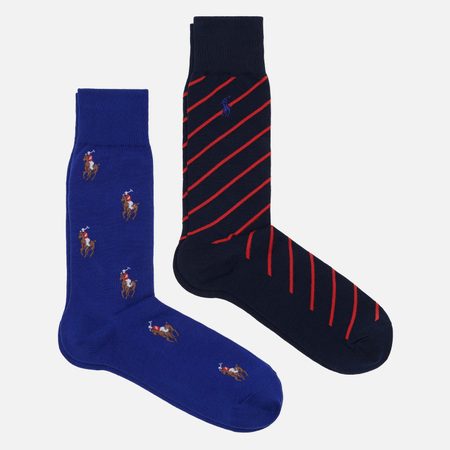 Комплект носков Polo Ralph Lauren Signature Pony & Striped 2-Pack, цвет синий