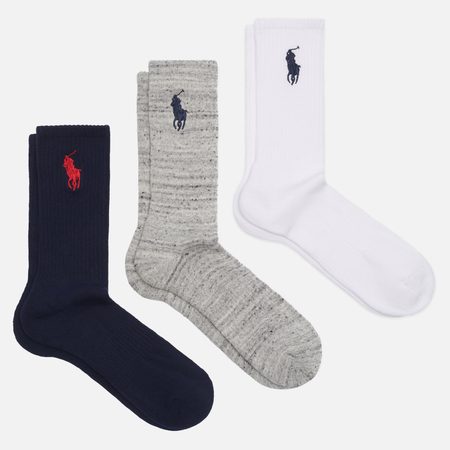 Комплект носков Polo Ralph Lauren Embroidered Big Pony 3-Pack, цвет комбинированный