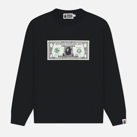 Мужская толстовка A Bathing Ape Banknote Relaxed Fit Crewneck, цвет чёрный