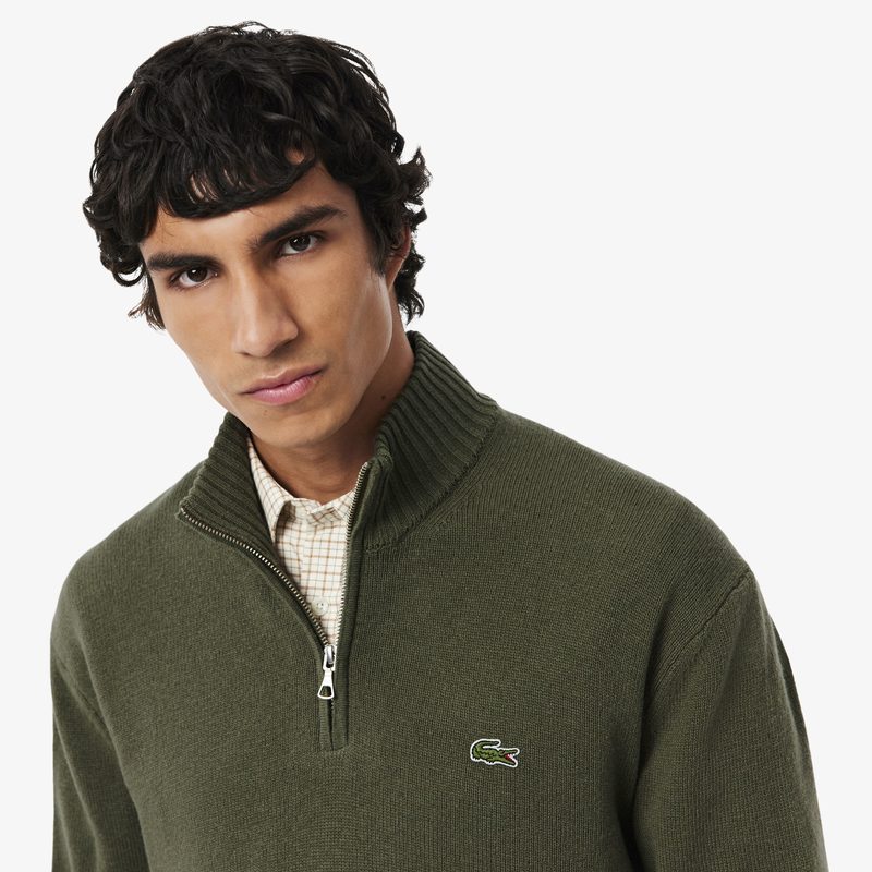 Мужской шерстяной свитер Lacoste на молнии с высоким воротом 3