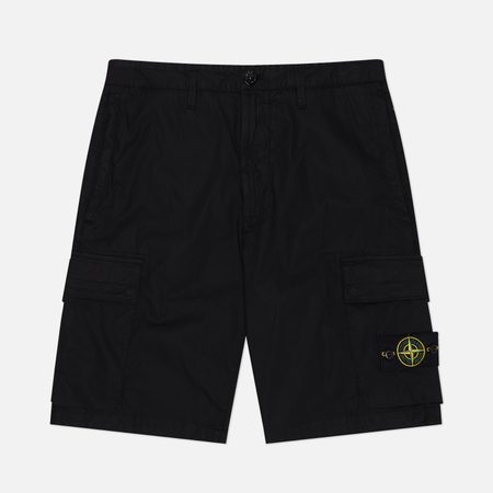 Мужские шорты Stone Island Stretch Cotton Tela Paracadute Regular Cargo, цвет чёрный