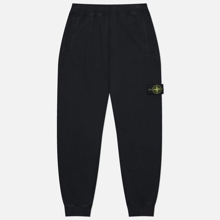 Мужские брюки Stone Island Brushed Organic Cotton Fleece Regular Joggers, цвет чёрный