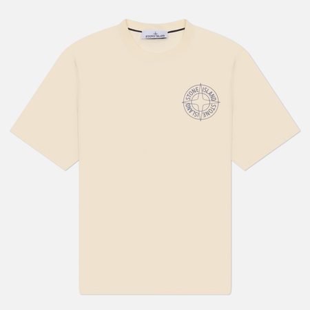 Мужская футболка Stone Island Organic Cotton Jersey Outline Compass, цвет бежевый