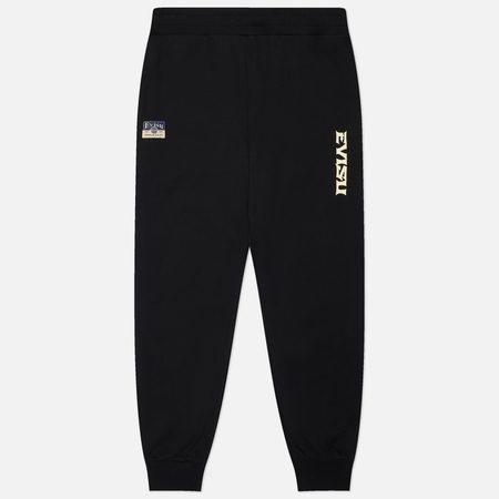 Мужские брюки Evisu Logo Embroidery & Grateful Crane Daicock Print Regular Fit, цвет чёрный