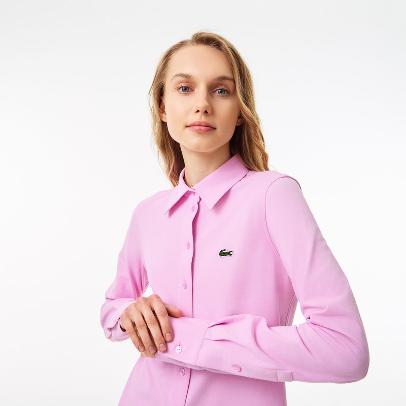 Женская хлопковая рубашка Lacoste с нашивкой-логотипом 3