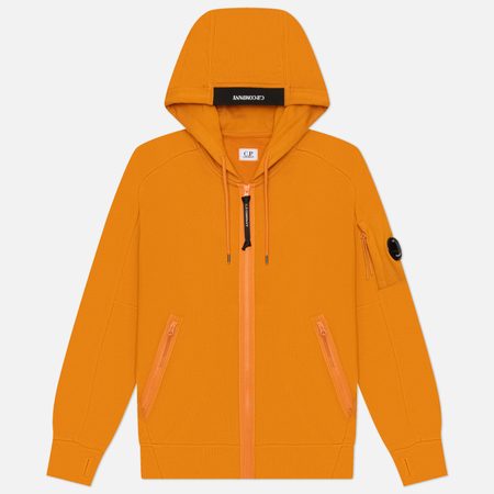 Мужская толстовка C.P. Company Dioganal Raised Fleece Lens Full-Zip Hoodie, цвет оранжевый