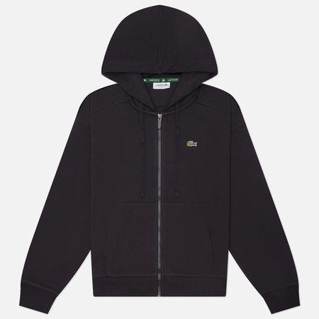 Женская толстовка Lacoste Zipped Pique Hoodie, цвет чёрный