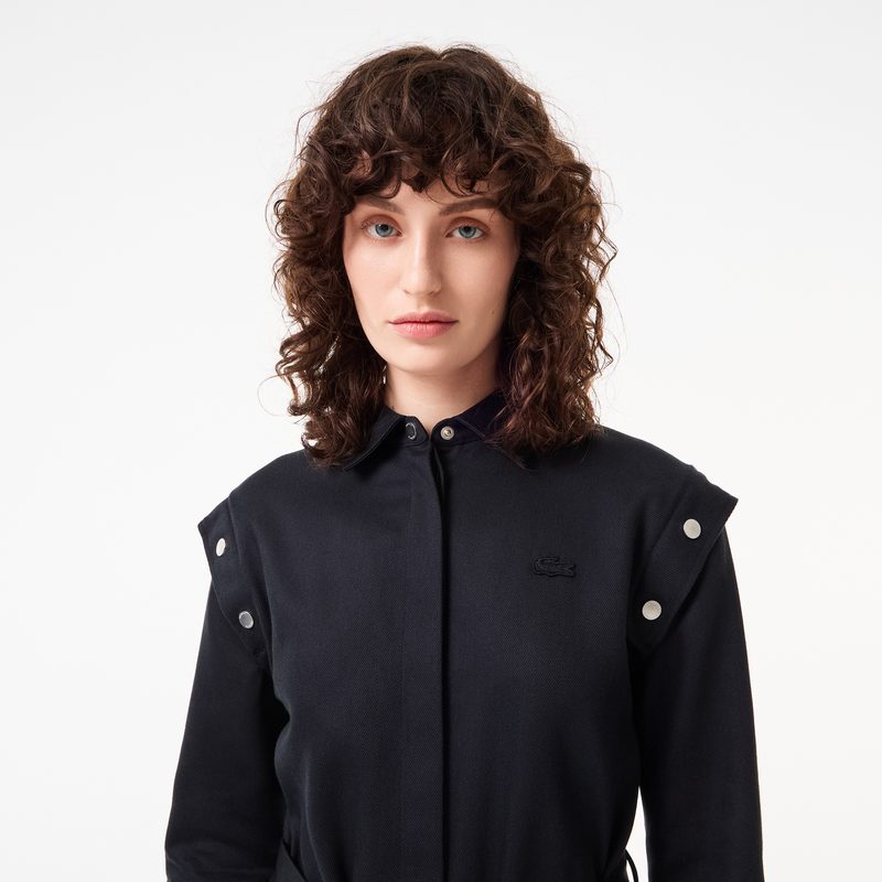 Женское платье Lacoste свободного кроя с поясом и длинным рукавом 3