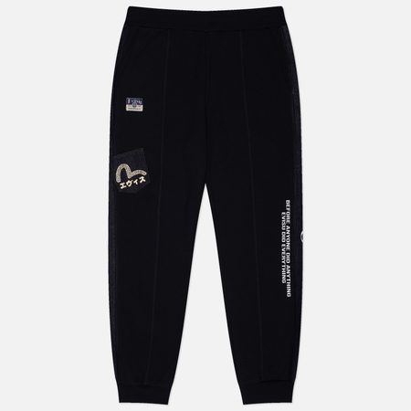 Мужские брюки Evisu Heritage Mount Fuji Printed Pocket, цвет чёрный