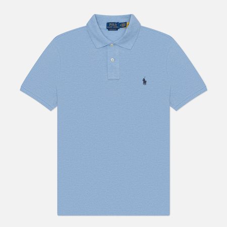 Мужское поло Polo Ralph Lauren Custom Slim Fit Cotton Mesh, цвет голубой