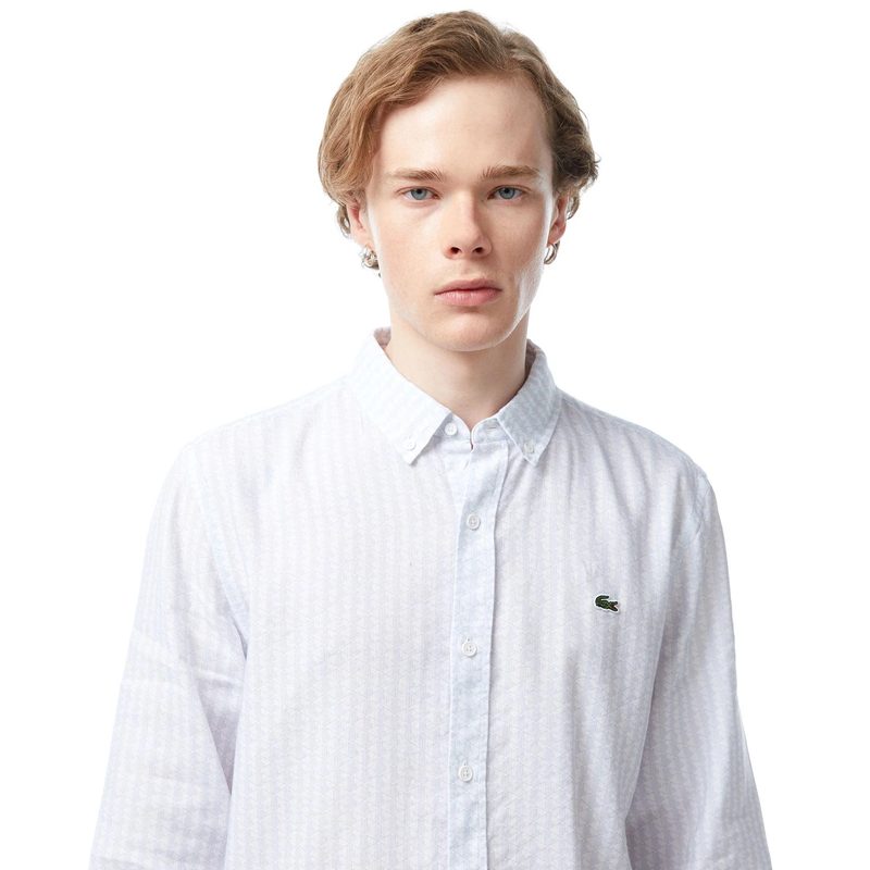 Мужская рубашка Lacoste с монограммой из смеси льна 3