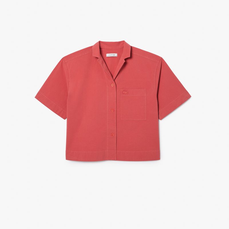 Женская рубашка Lacoste оверсайз с коротким рукавом 5