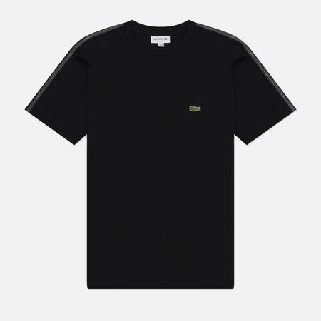 Мужская футболка Lacoste Branded Stripe Band, цвет чёрный