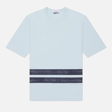 Мужская футболка Stone Island Marina Stripe Oversize, цвет голубой