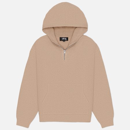 Мужской свитер Stussy Quarter Zip Knit Hoodie, цвет бежевый