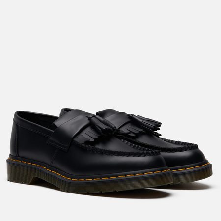 Мужские ботинки лоферы Dr. Martens Adrian Polished Smooth, цвет чёрный