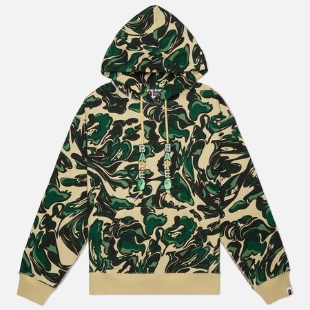 Мужская толстовка A Bathing Ape Marbling Camo Relaxed Fit Pullover Hoodie, цвет зелёный