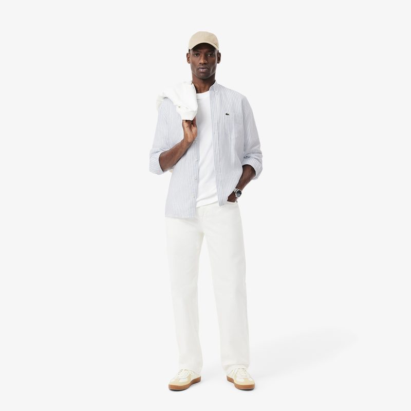 Мужская льняная рубашка Lacoste в полоску 4