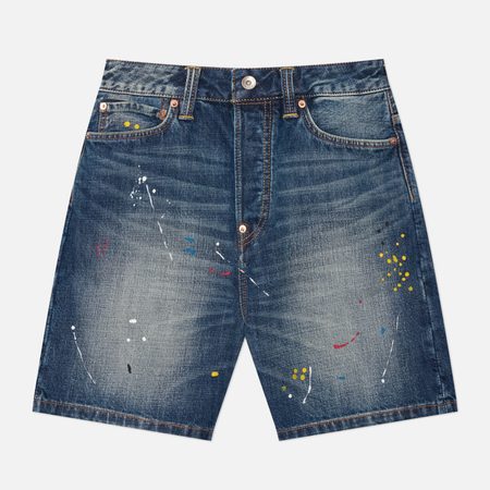 Мужские шорты Evisu Heritage Graffiti Angel Printed Pocket Denim, цвет синий