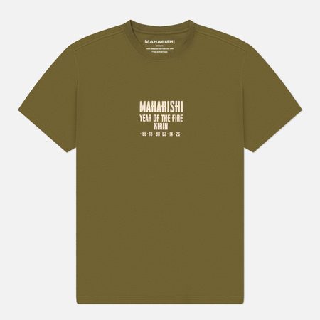 Мужская футболка maharishi Paper Cut Kirin, цвет оливковый