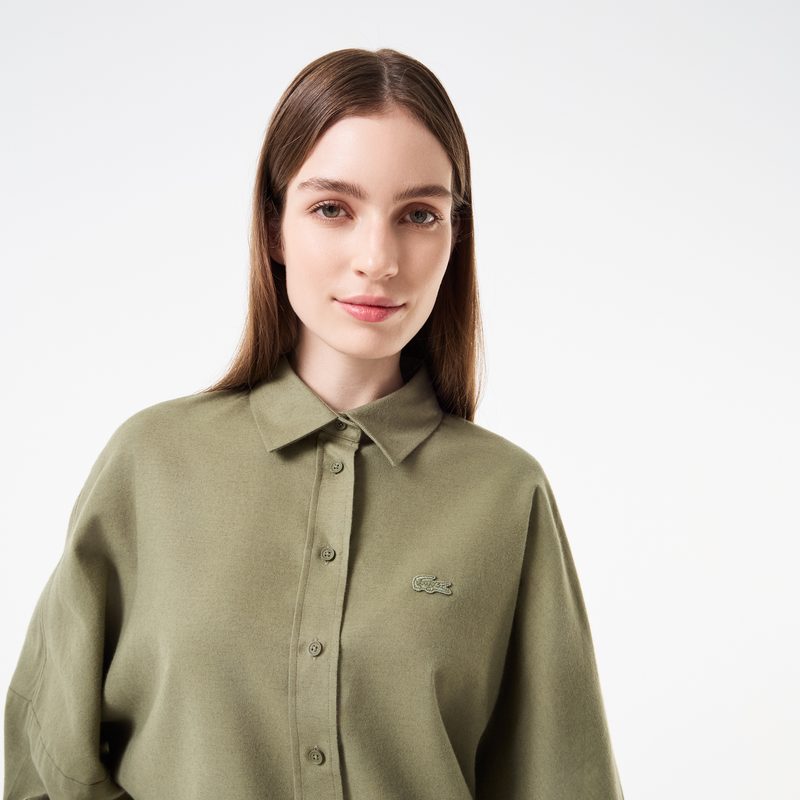 Женская хлопковая рубашка Lacoste свободного кроя 3
