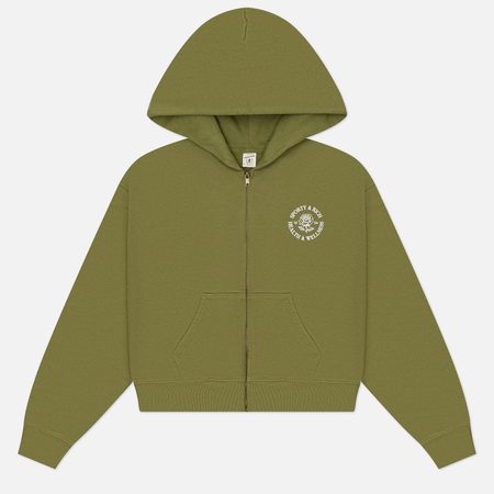 Женская толстовка Sporty & Rich 94 Rose Cropped Zipped Hoodie, цвет оливковый