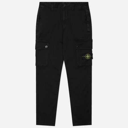 Мужские брюки Stone Island Stretch Organic Broken Twill Cotton Old Effect Slim, цвет чёрный