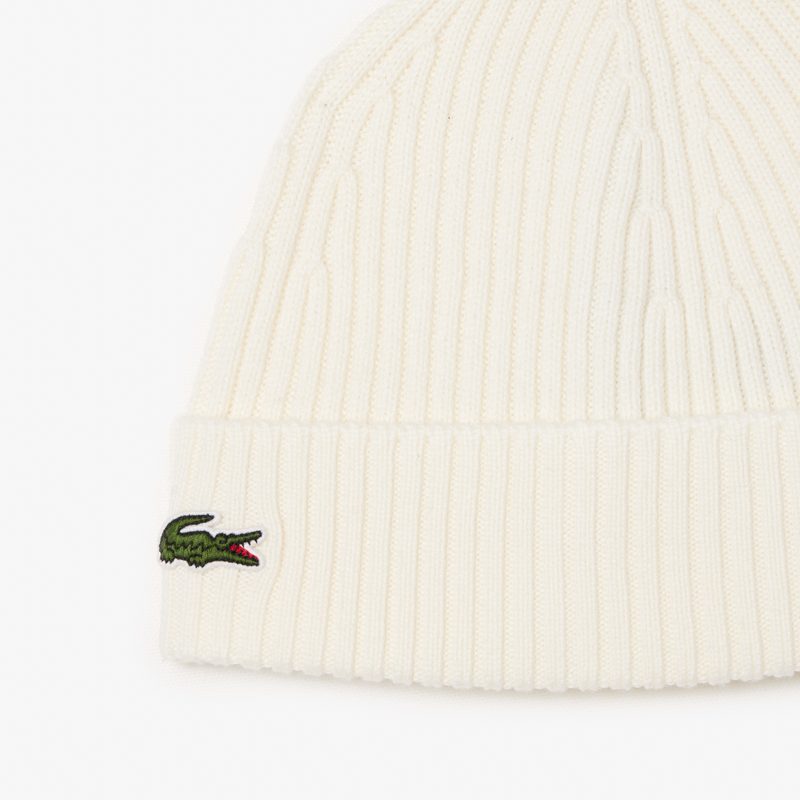 Шерстяная шапка Lacoste унисекс в рубчик 2