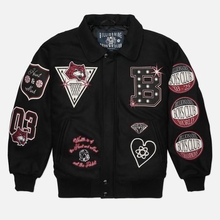 Мужская демисезонная куртка Billionaire Boys Club Alumni Collared Varsity, цвет чёрный