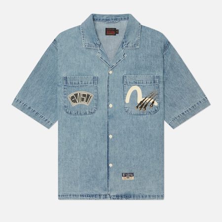 Мужская рубашка Evisu Heritage Denim Worker, цвет голубой