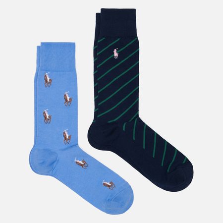 Комплект носков Polo Ralph Lauren All Over PLR Crew 2-Pack, цвет комбинированный