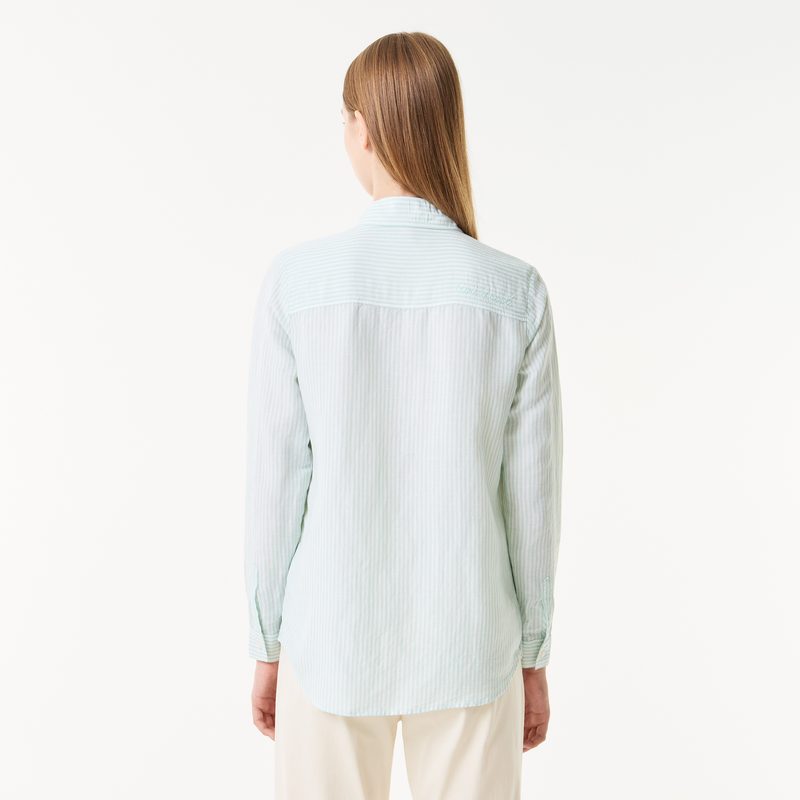 Женская лёгкая рубашка Lacoste из льна 2
