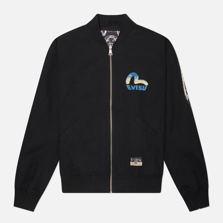 Мужская куртка бомбер Evisu Heritage Daicock Print, цвет чёрный