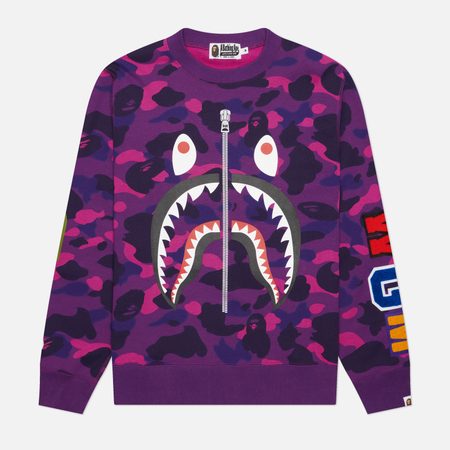 Мужская толстовка A Bathing Ape Color Camo Shark Crewneck, цвет фиолетовый